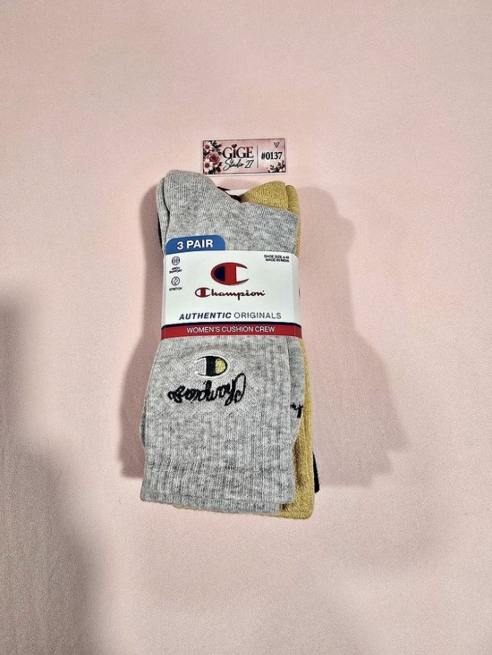 Champion Authentic Originals Women's Cushion Crew Socks 3-Pair Pack Socks 3-Pack